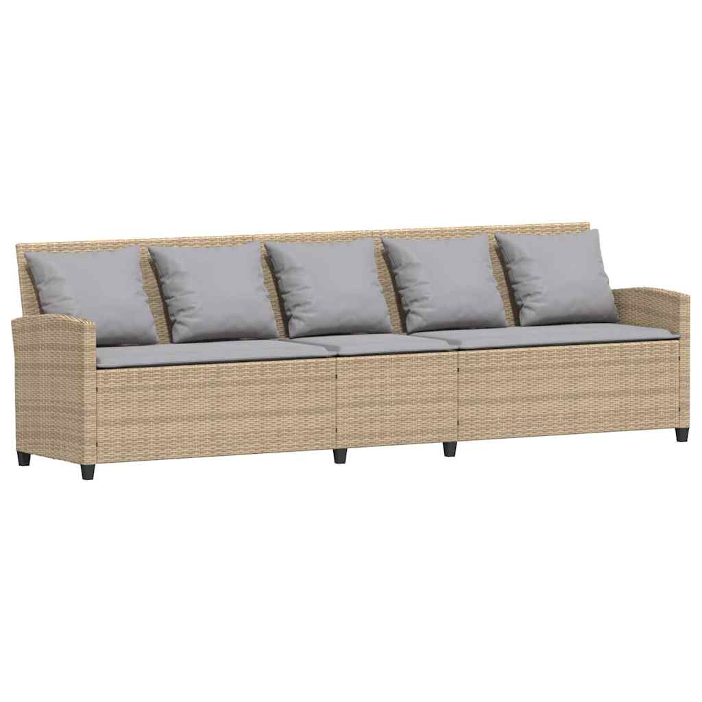 Tuinbank 5-zits met kussens poly rattan beige is nu te koop bij PeponiXL, paradijselijk wonen!