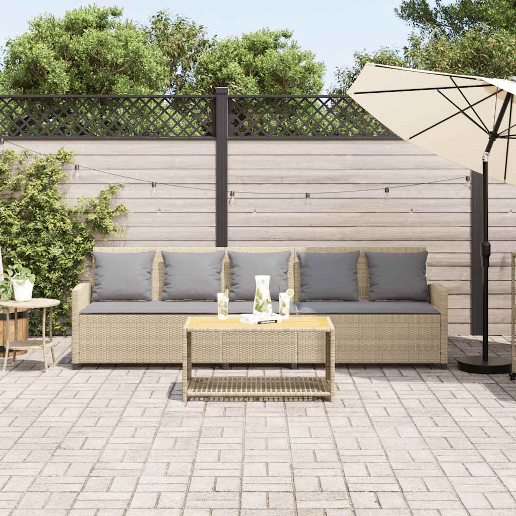 Tuinbank 5-zits met kussens poly rattan beige is nu te koop bij PeponiXL, paradijselijk wonen!