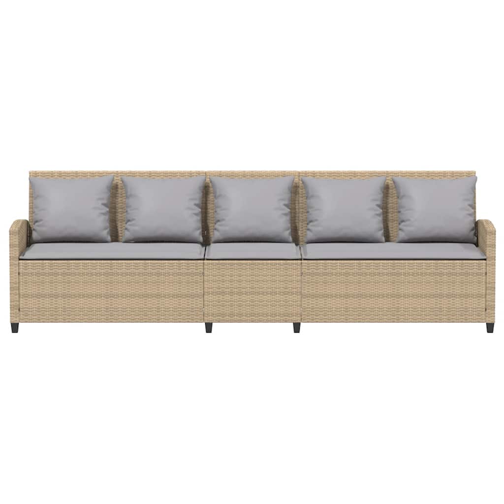 Tuinbank 5-zits met kussens poly rattan beige is nu te koop bij PeponiXL, paradijselijk wonen!