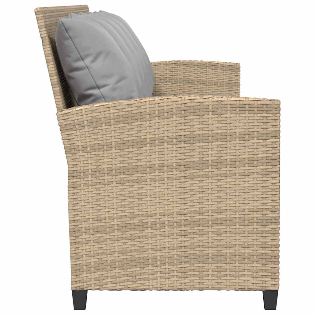 Tuinbank 5-zits met kussens poly rattan beige is nu te koop bij PeponiXL, paradijselijk wonen!