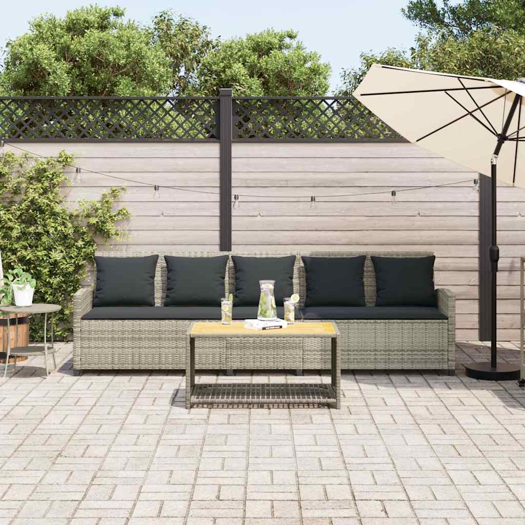 Tuinbank 5-zits met kussens poly rattan lichtgrijs is nu te koop bij PeponiXL, paradijselijk wonen!