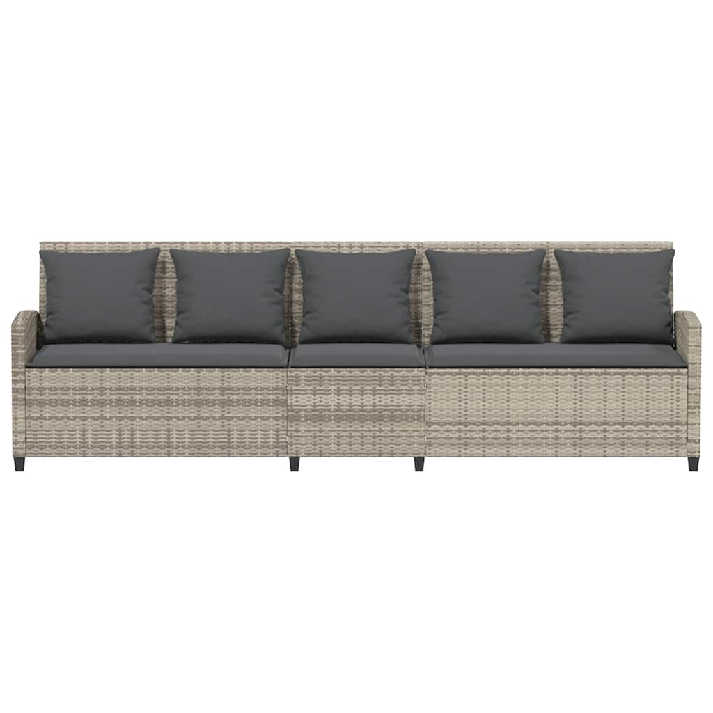 Tuinbank 5-zits met kussens poly rattan lichtgrijs is nu te koop bij PeponiXL, paradijselijk wonen!