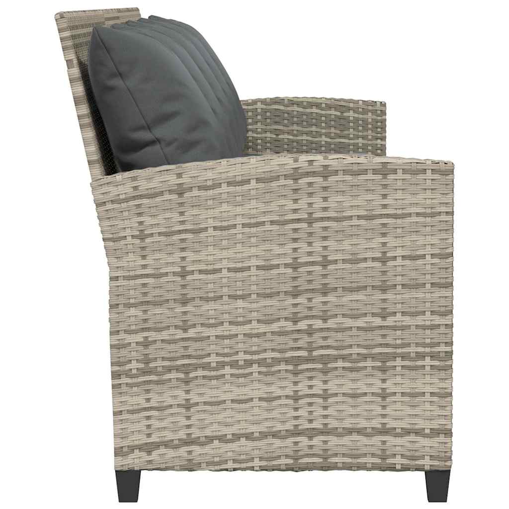 Tuinbank 5-zits met kussens poly rattan lichtgrijs is nu te koop bij PeponiXL, paradijselijk wonen!
