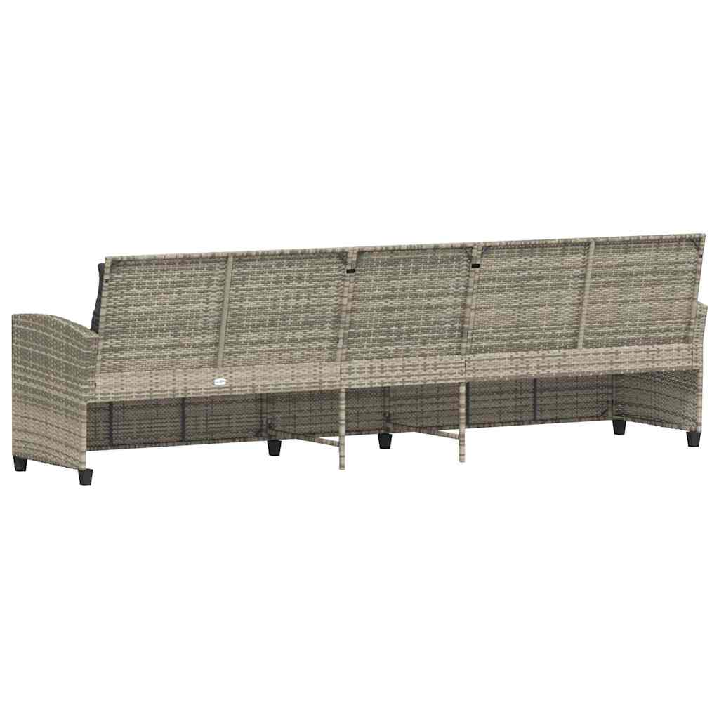 Tuinbank 5-zits met kussens poly rattan lichtgrijs is nu te koop bij PeponiXL, paradijselijk wonen!