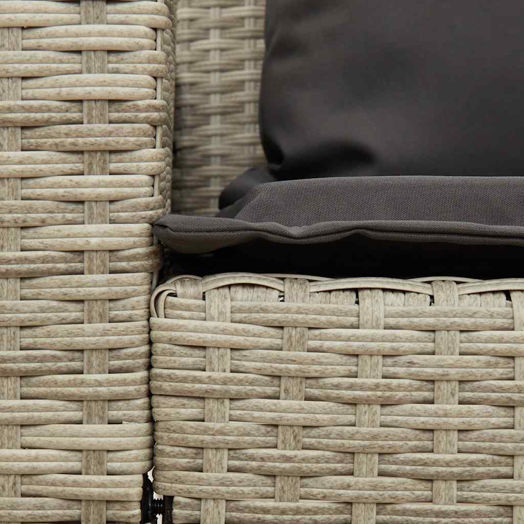 Tuinbank 5-zits met kussens poly rattan lichtgrijs is nu te koop bij PeponiXL, paradijselijk wonen!