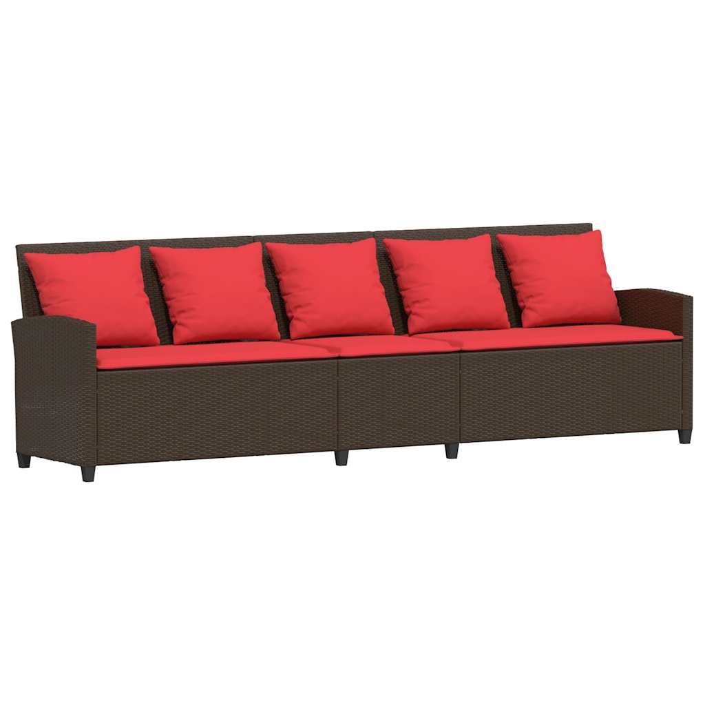 Tuinbank 5-zits met kussens poly rattan bruin is nu te koop bij PeponiXL, paradijselijk wonen!