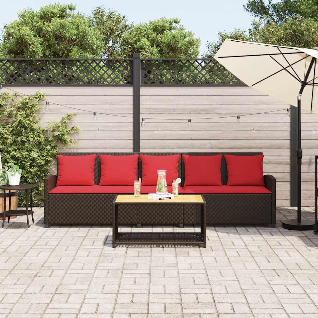 Tuinbank 5-zits met kussens poly rattan bruin is nu te koop bij PeponiXL, paradijselijk wonen!