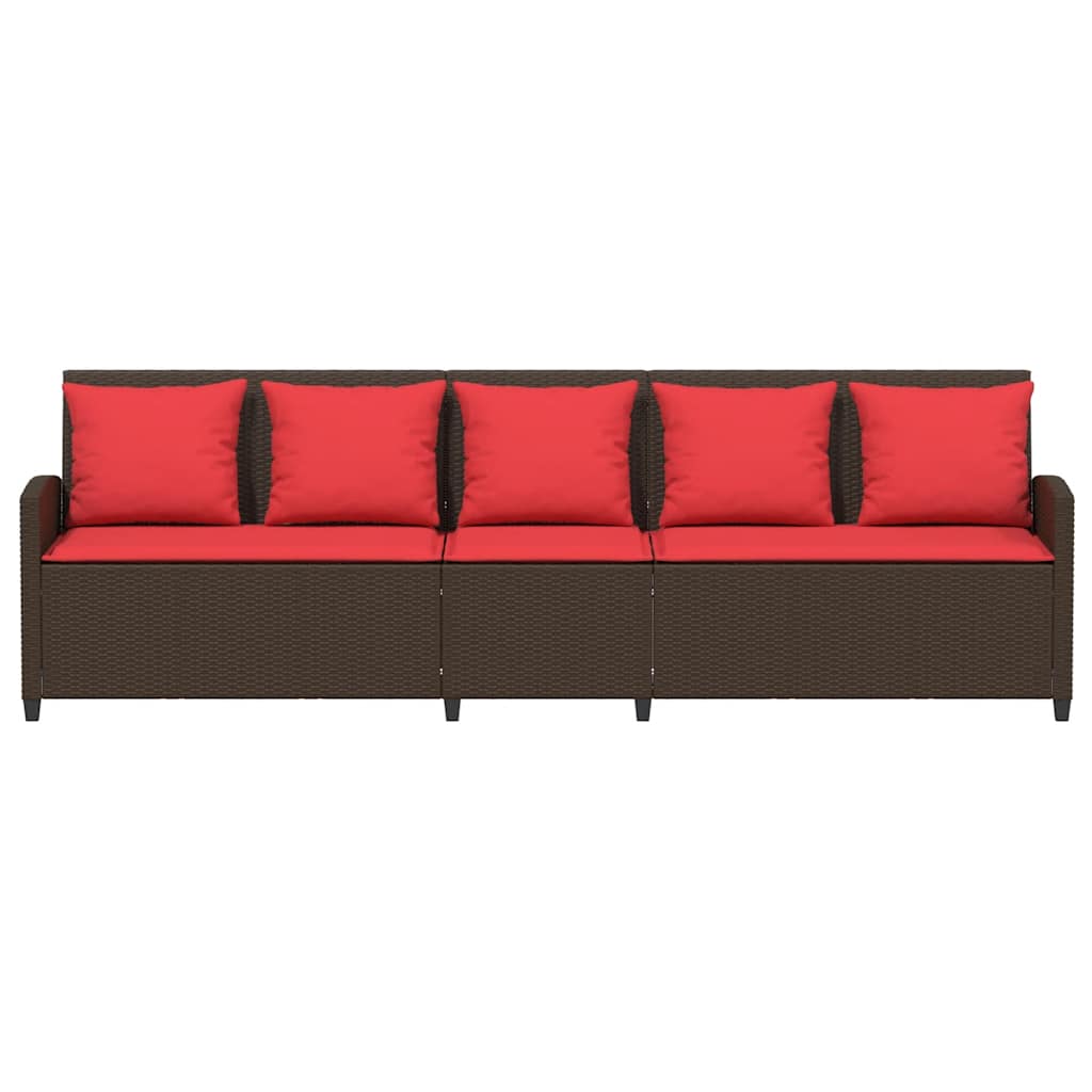 Tuinbank 5-zits met kussens poly rattan bruin is nu te koop bij PeponiXL, paradijselijk wonen!