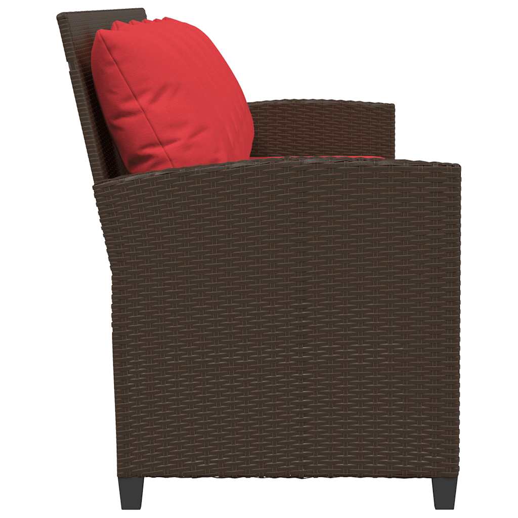Tuinbank 5-zits met kussens poly rattan bruin is nu te koop bij PeponiXL, paradijselijk wonen!
