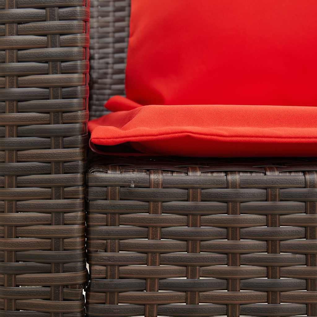 Tuinbank 5-zits met kussens poly rattan bruin is nu te koop bij PeponiXL, paradijselijk wonen!