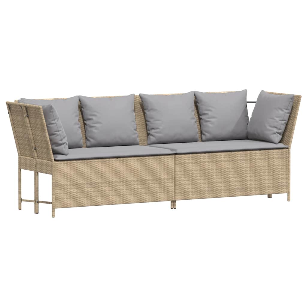 Tuinbank met kussens poly rattan beige is nu te koop bij PeponiXL, paradijselijk wonen!