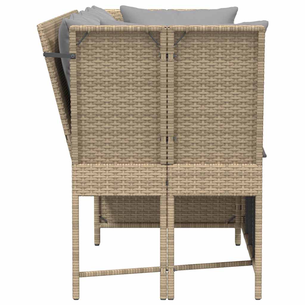 Tuinbank met kussens poly rattan beige is nu te koop bij PeponiXL, paradijselijk wonen!