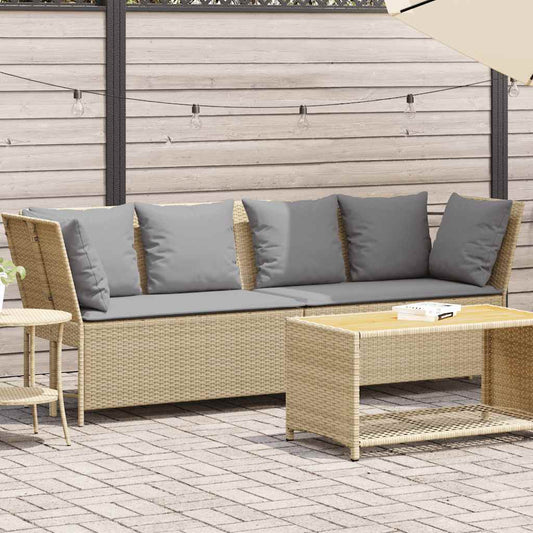 Tuinbank met kussens poly rattan beige is nu te koop bij PeponiXL, paradijselijk wonen!