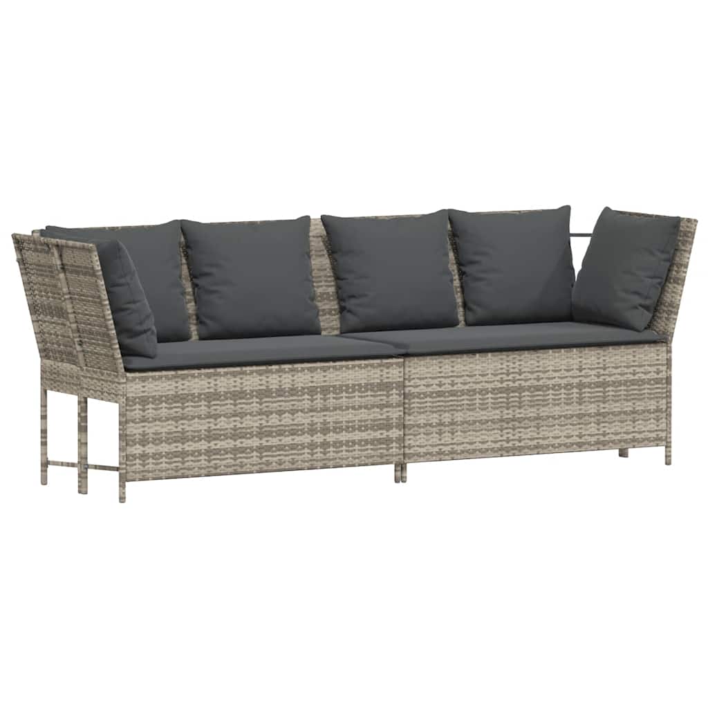 Tuinbank met kussens poly rattan lichtgrijs is nu te koop bij PeponiXL, paradijselijk wonen!