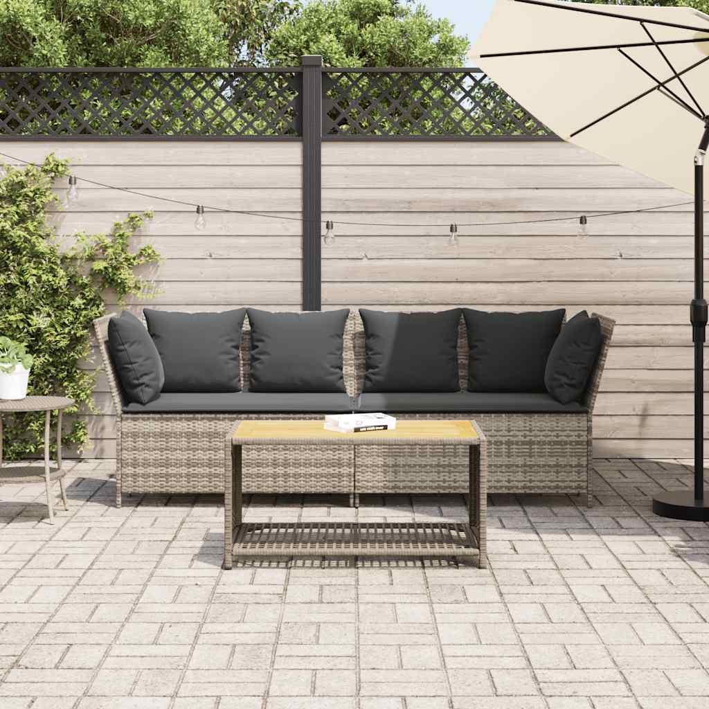 Tuinbank met kussens poly rattan lichtgrijs is nu te koop bij PeponiXL, paradijselijk wonen!