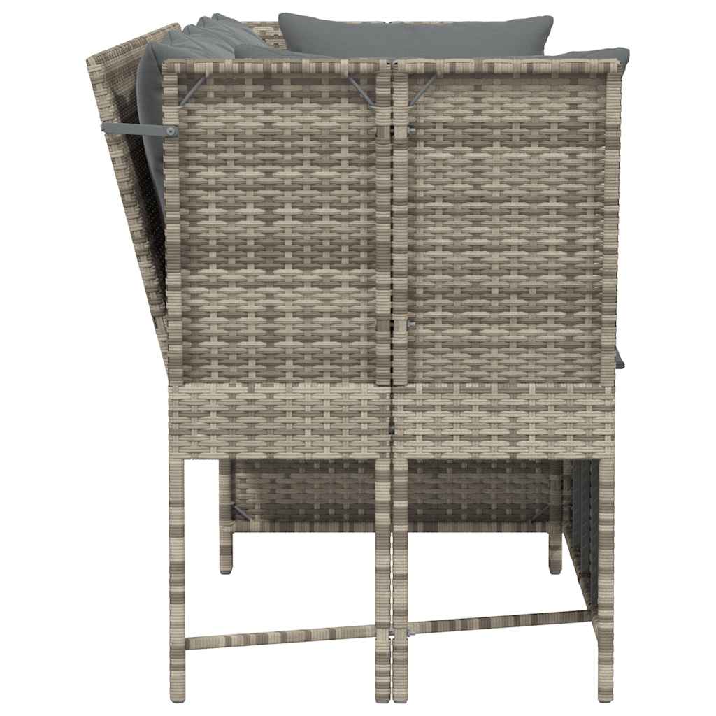 Tuinbank met kussens poly rattan lichtgrijs is nu te koop bij PeponiXL, paradijselijk wonen!