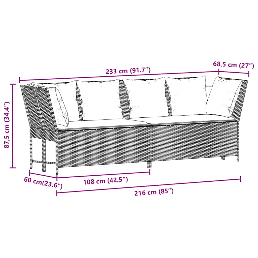 Tuinbank met kussens poly rattan lichtgrijs is nu te koop bij PeponiXL, paradijselijk wonen!