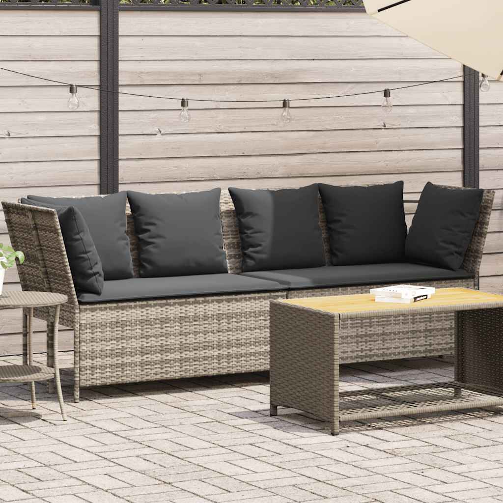 Tuinbank met kussens poly rattan lichtgrijs is nu te koop bij PeponiXL, paradijselijk wonen!