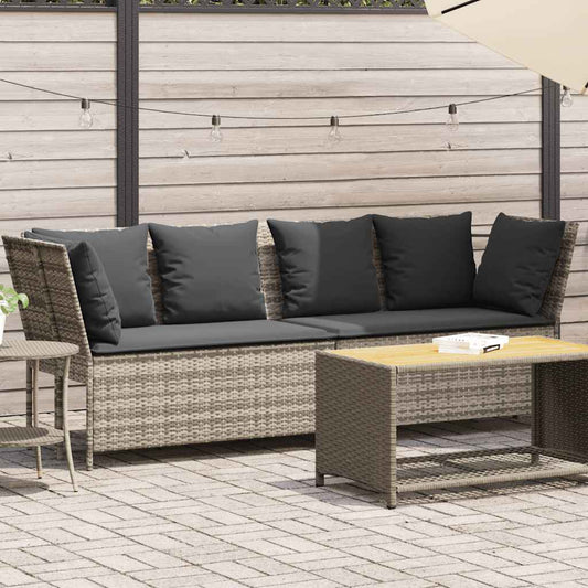 Tuinbank met kussens poly rattan lichtgrijs is nu te koop bij PeponiXL, paradijselijk wonen!