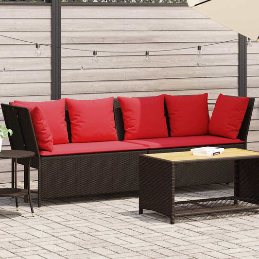 Tuinbank met kussens poly rattan bruin is nu te koop bij PeponiXL, paradijselijk wonen!