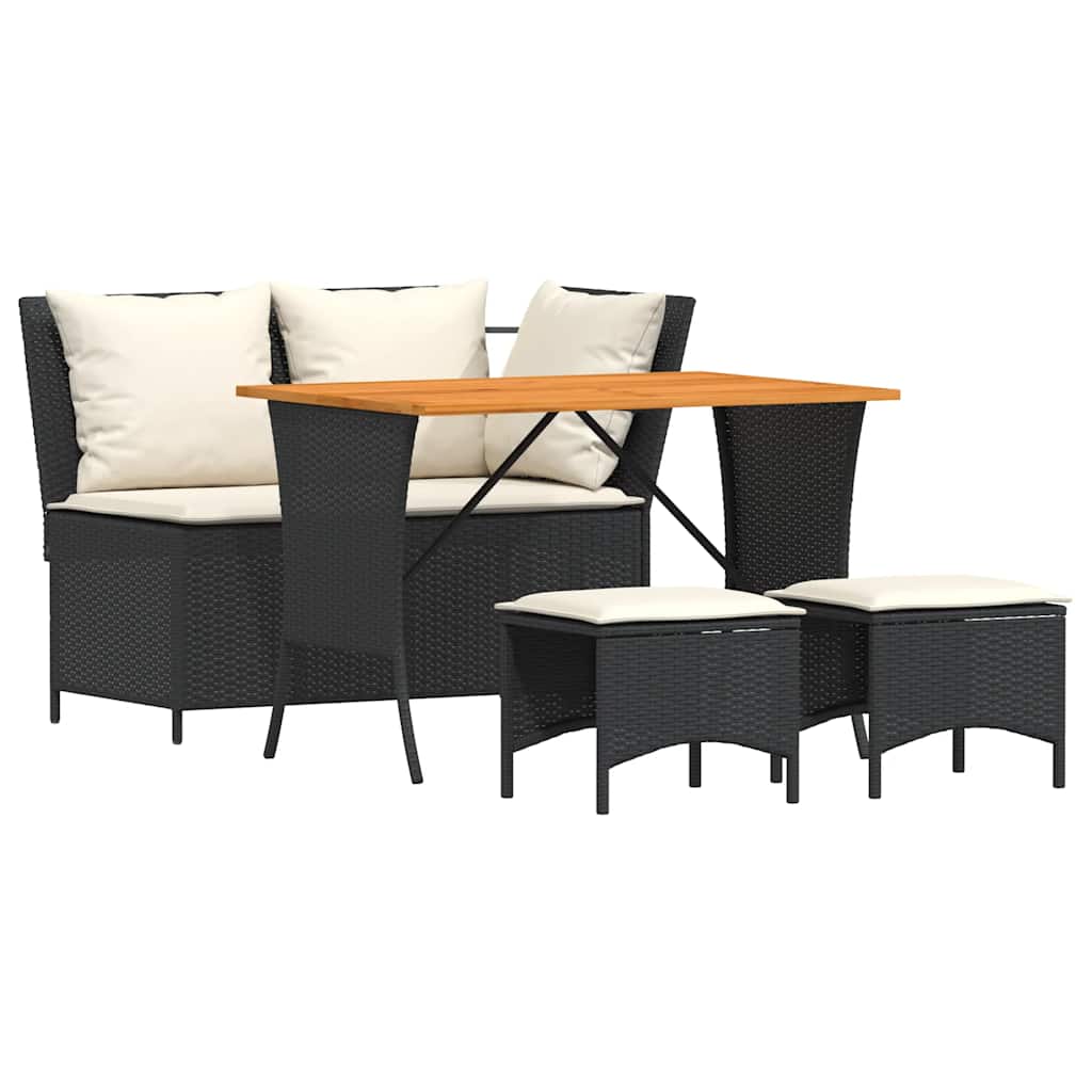 4-delige Tuinset met kussens poly rattan zwart is nu te koop bij PeponiXL, paradijselijk wonen!