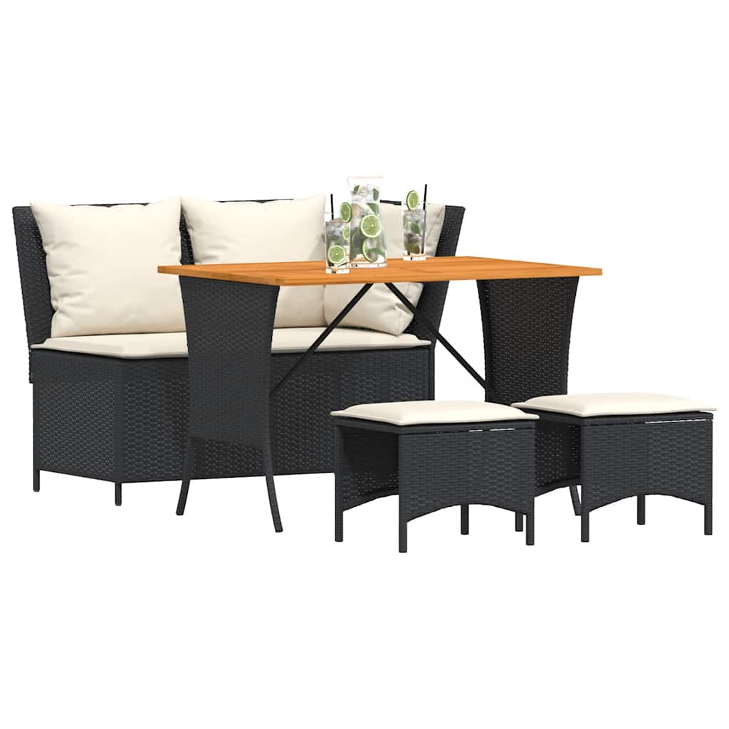 4-delige Tuinset met kussens poly rattan zwart is nu te koop bij PeponiXL, paradijselijk wonen!