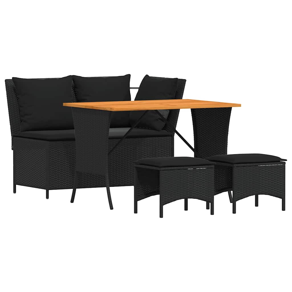 4-delige Tuinset met kussens poly rattan zwart is nu te koop bij PeponiXL, paradijselijk wonen!
