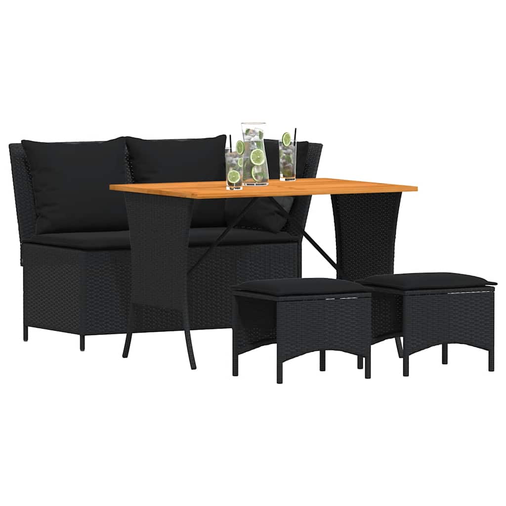 4-delige Tuinset met kussens poly rattan zwart is nu te koop bij PeponiXL, paradijselijk wonen!