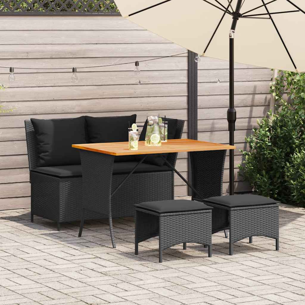 4-delige Tuinset met kussens poly rattan zwart is nu te koop bij PeponiXL, paradijselijk wonen!