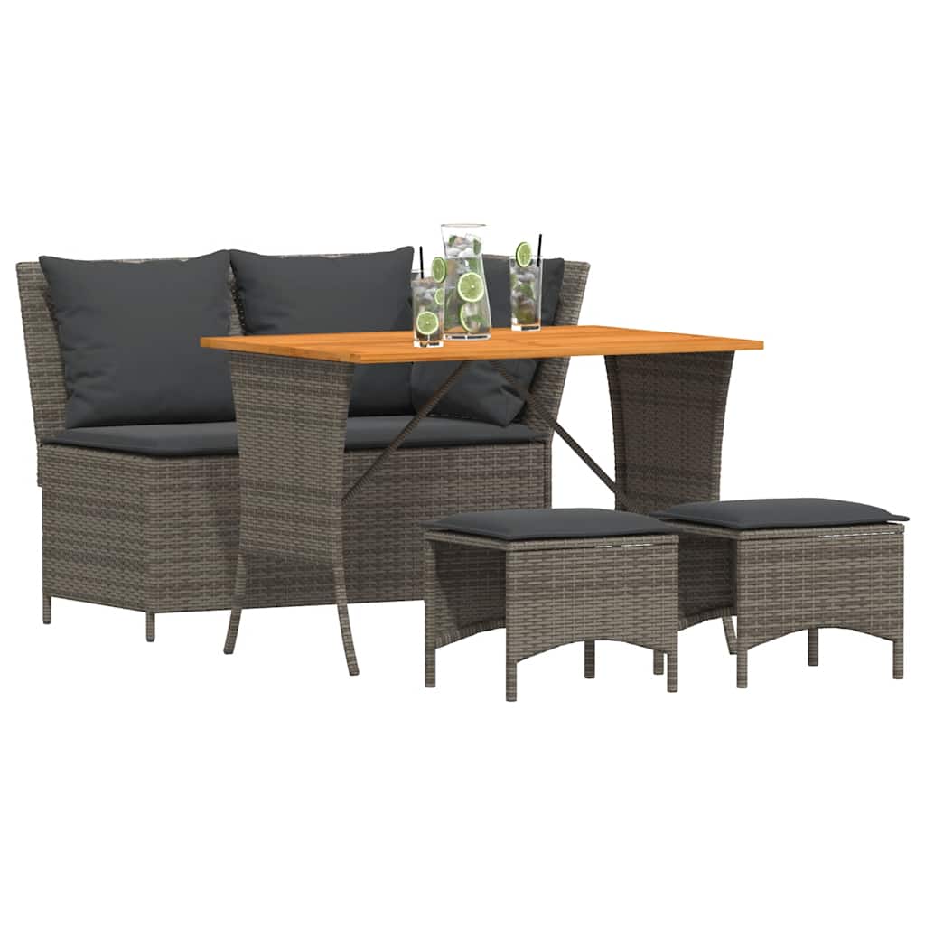 4-delige Tuinset met kussens poly rattan grijs is nu te koop bij PeponiXL, paradijselijk wonen!