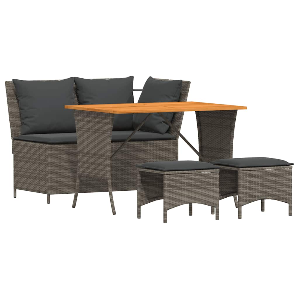 4-delige Tuinset met kussens poly rattan grijs is nu te koop bij PeponiXL, paradijselijk wonen!