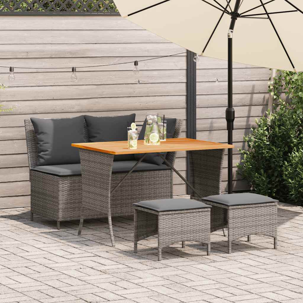 4-delige Tuinset met kussens poly rattan grijs is nu te koop bij PeponiXL, paradijselijk wonen!