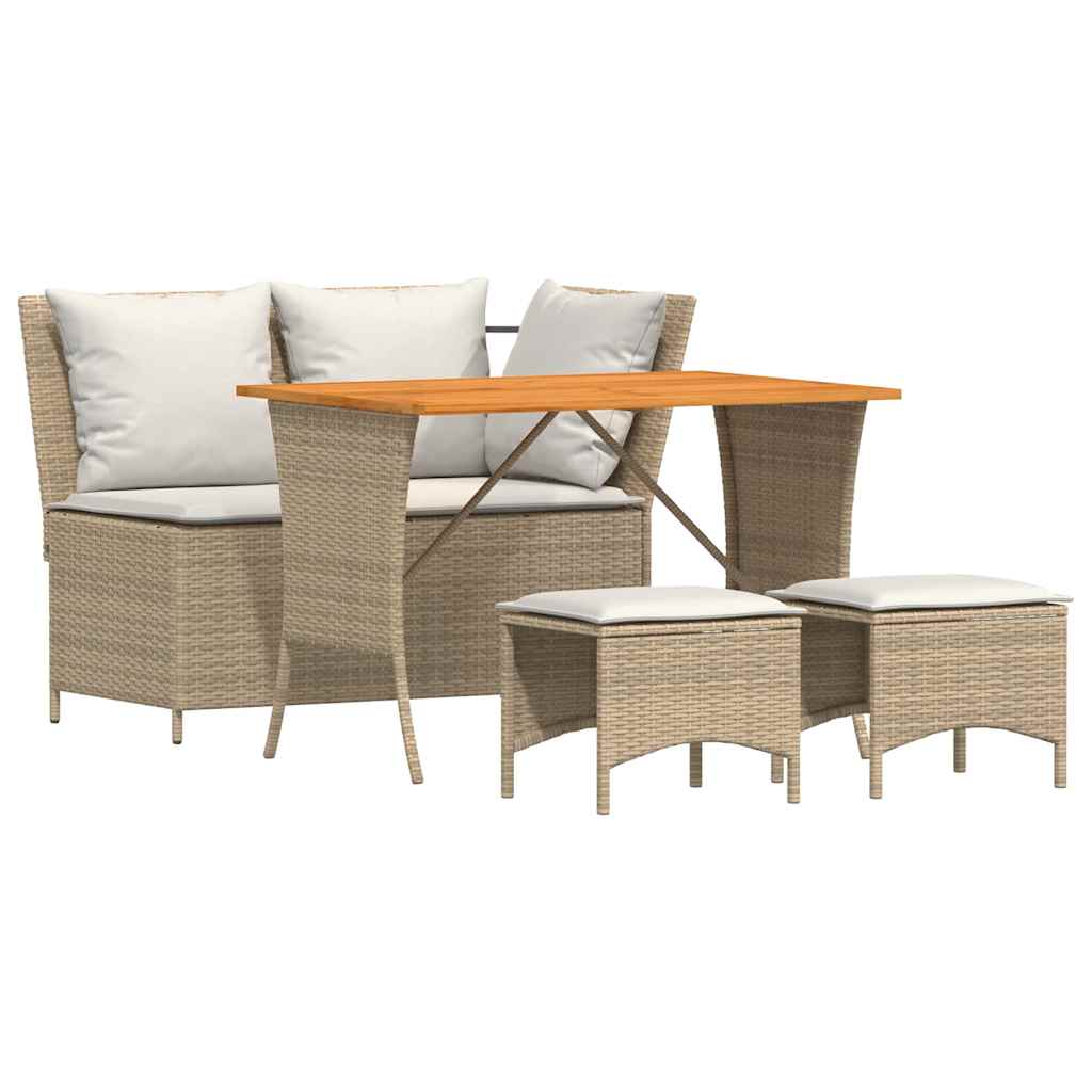 4-delige Tuinset met kussens poly rattan beige is nu te koop bij PeponiXL, paradijselijk wonen!