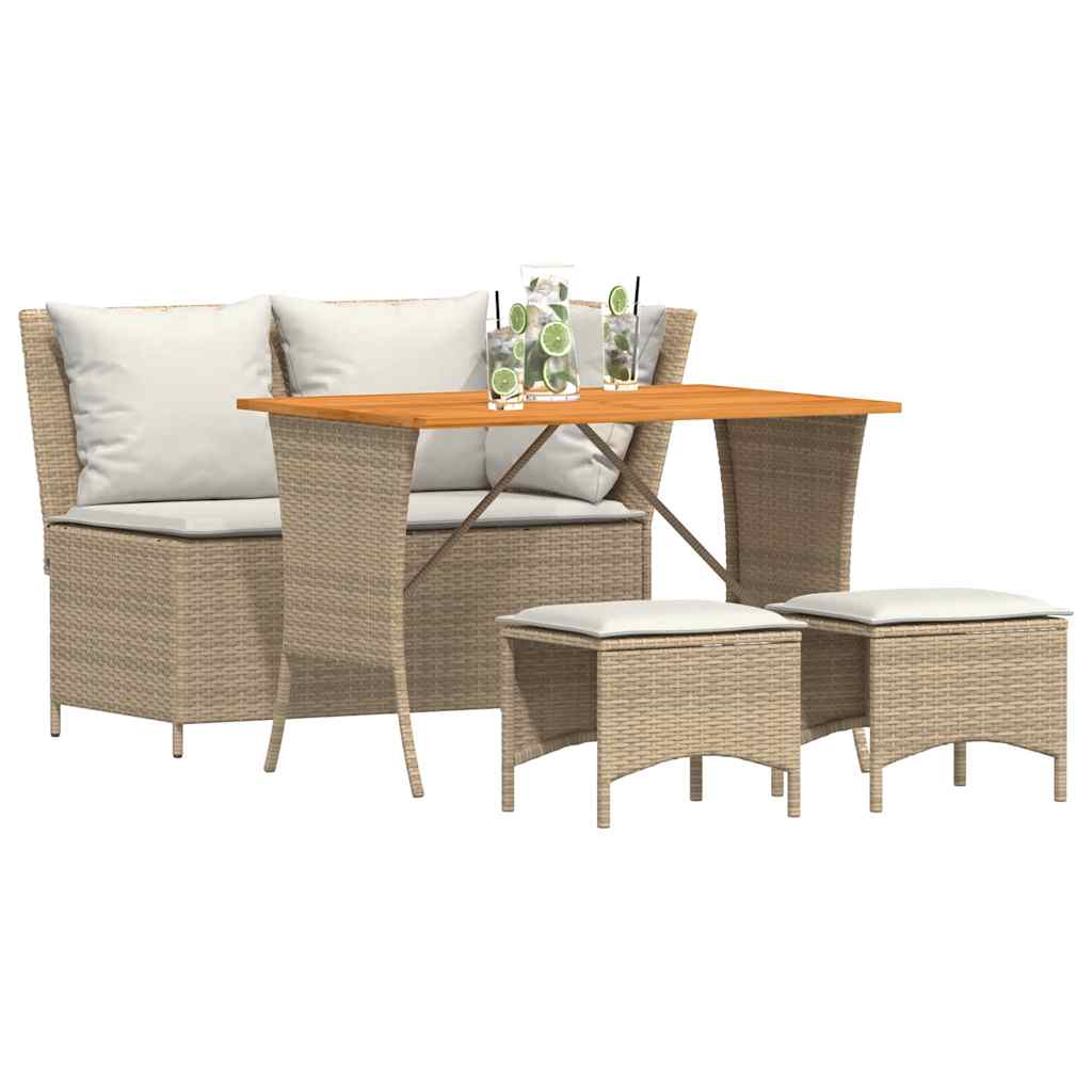 4-delige Tuinset met kussens poly rattan beige is nu te koop bij PeponiXL, paradijselijk wonen!