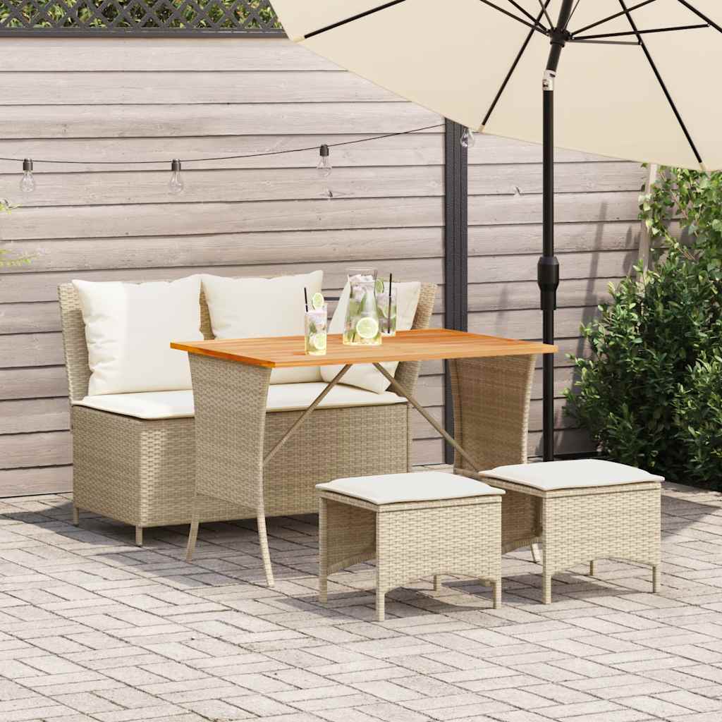 4-delige Tuinset met kussens poly rattan beige is nu te koop bij PeponiXL, paradijselijk wonen!