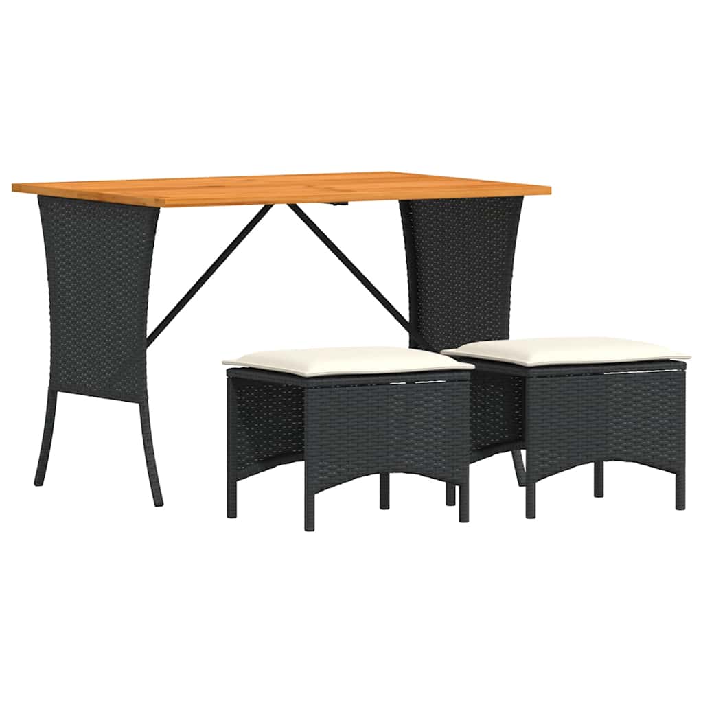 3-delige Tuinset met kussens poly rattan zwart is nu te koop bij PeponiXL, paradijselijk wonen!