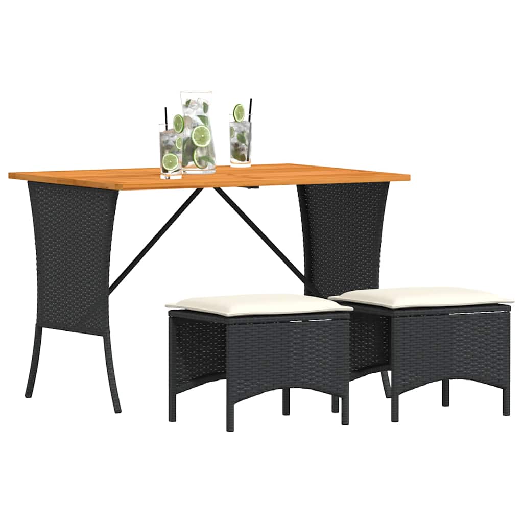 3-delige Tuinset met kussens poly rattan zwart is nu te koop bij PeponiXL, paradijselijk wonen!