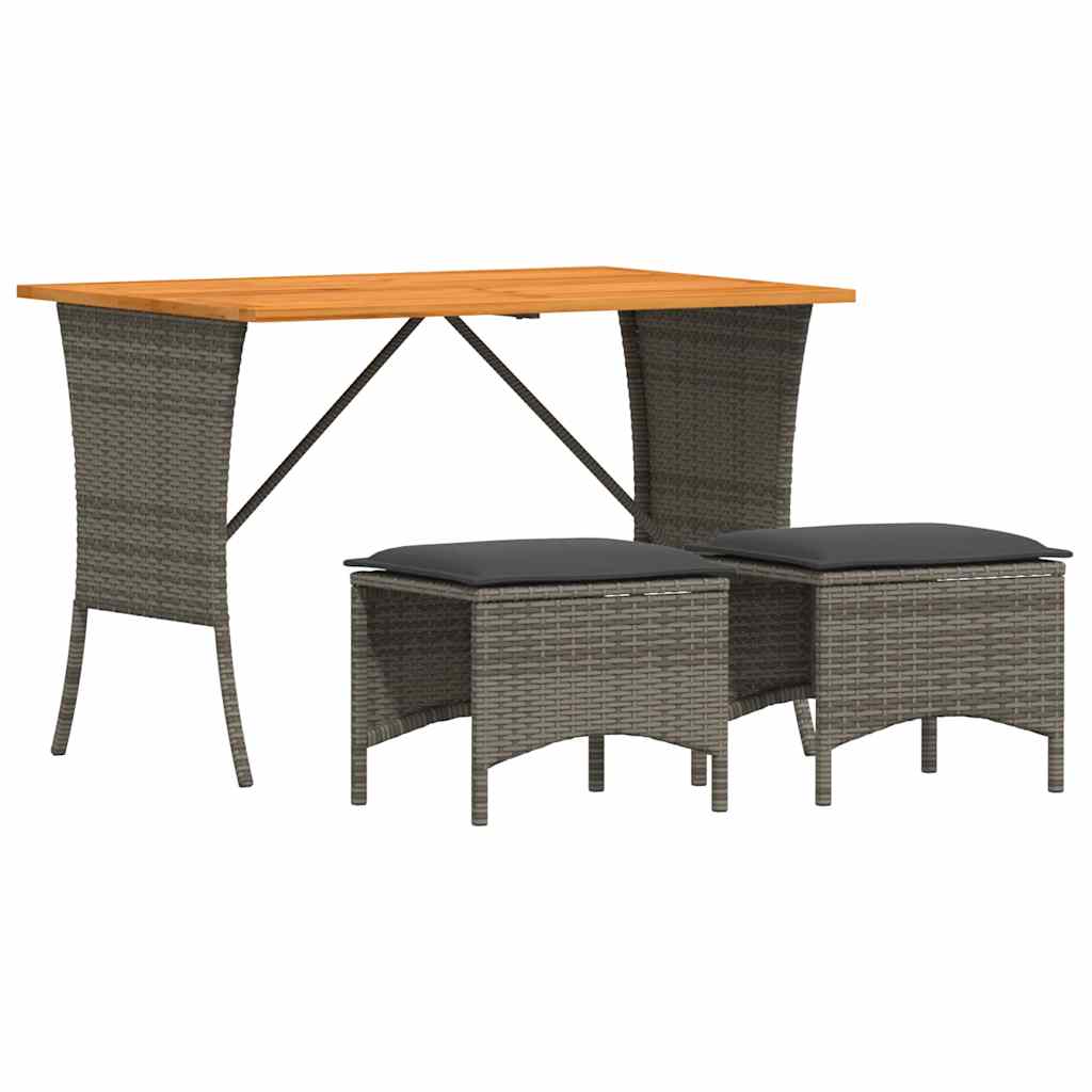 3-delige Tuinset met kussens poly rattan grijs is nu te koop bij PeponiXL, paradijselijk wonen!