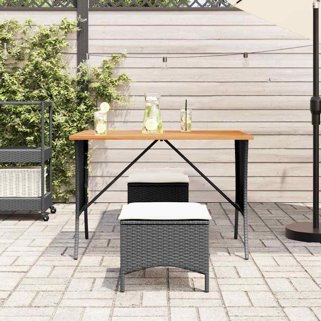 Tuintafel met acaciahouten blad 105x75x72 cm poly rattan zwart is nu te koop bij PeponiXL, paradijselijk wonen!