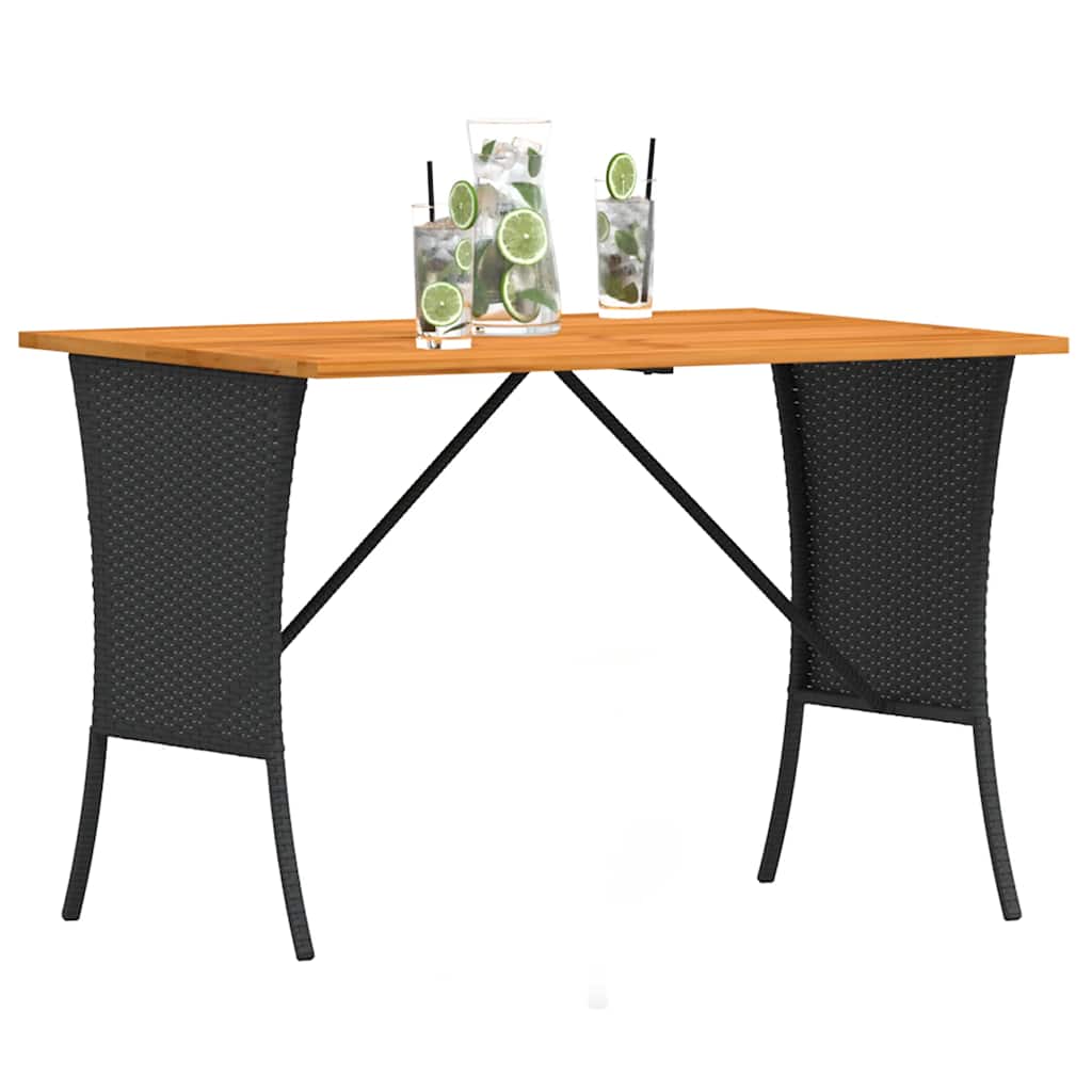 Tuintafel met acaciahouten blad 105x75x72 cm poly rattan zwart is nu te koop bij PeponiXL, paradijselijk wonen!