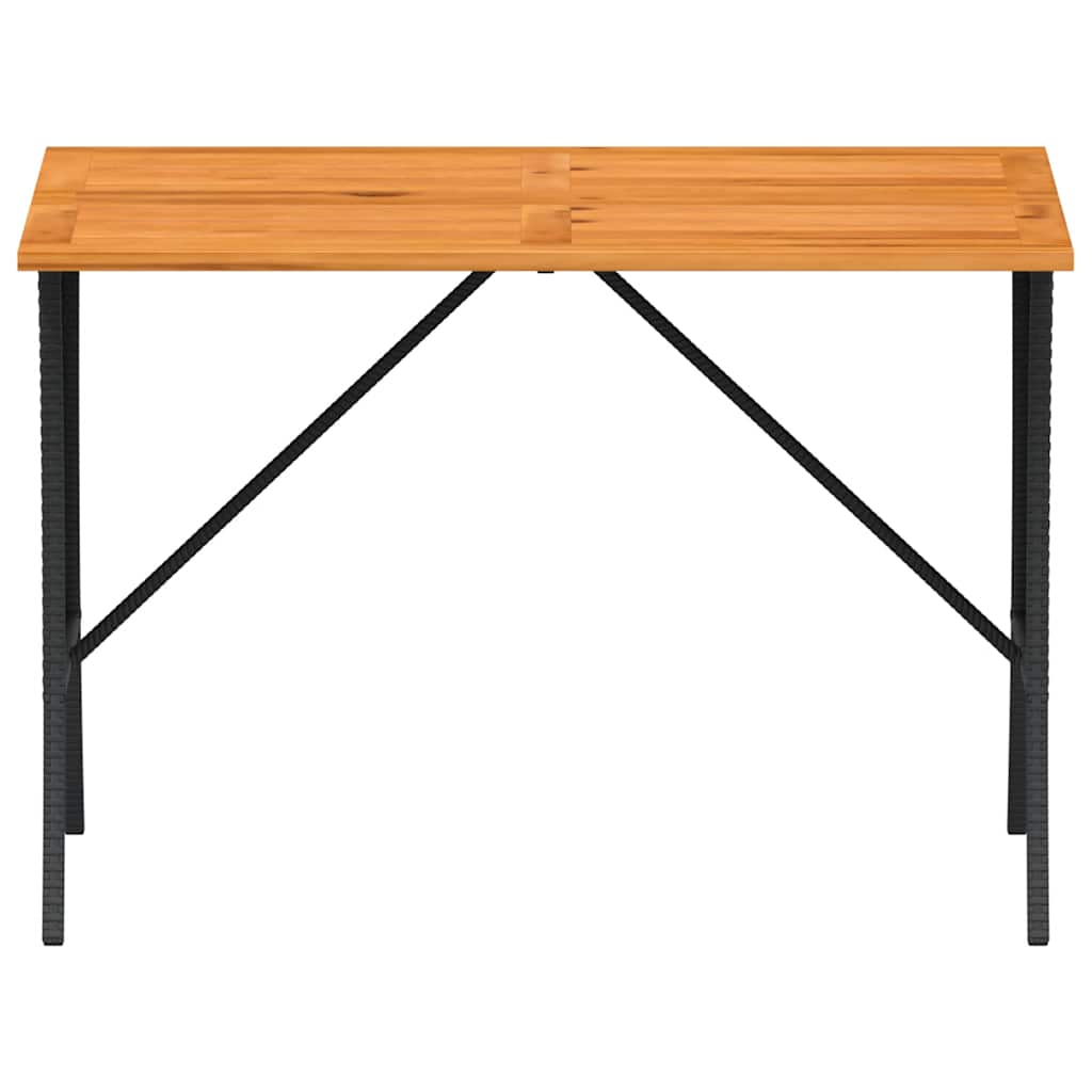 Tuintafel met acaciahouten blad 105x75x72 cm poly rattan zwart is nu te koop bij PeponiXL, paradijselijk wonen!