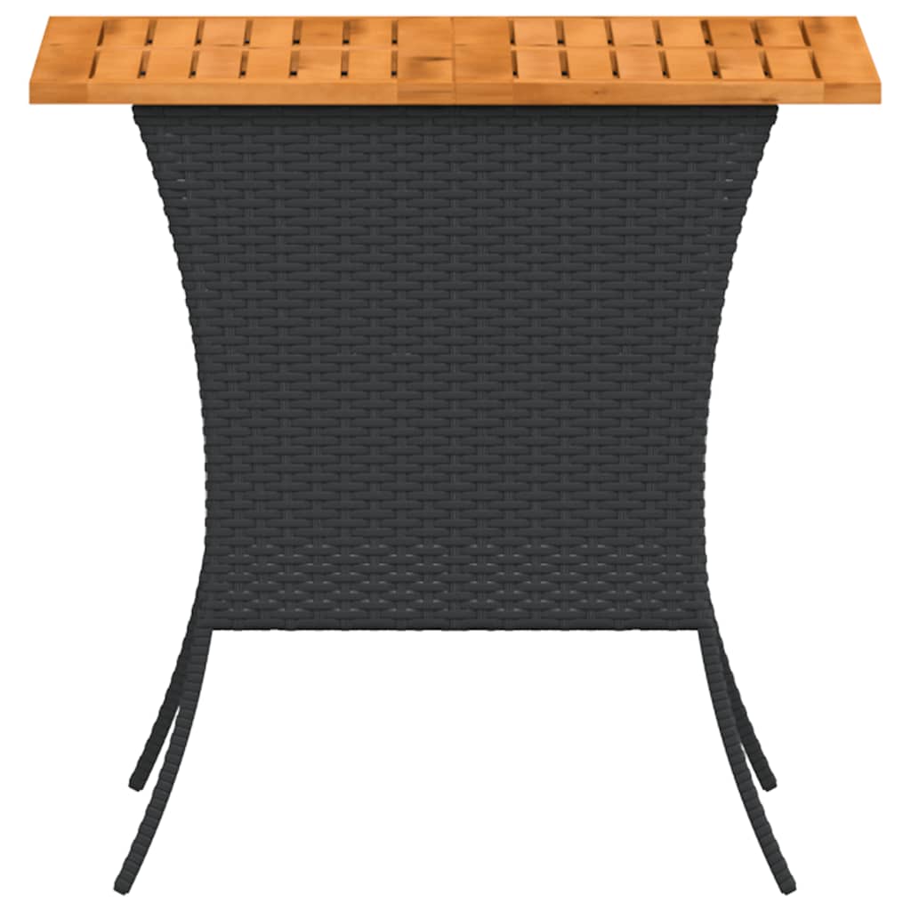 Tuintafel met acaciahouten blad 105x75x72 cm poly rattan zwart is nu te koop bij PeponiXL, paradijselijk wonen!