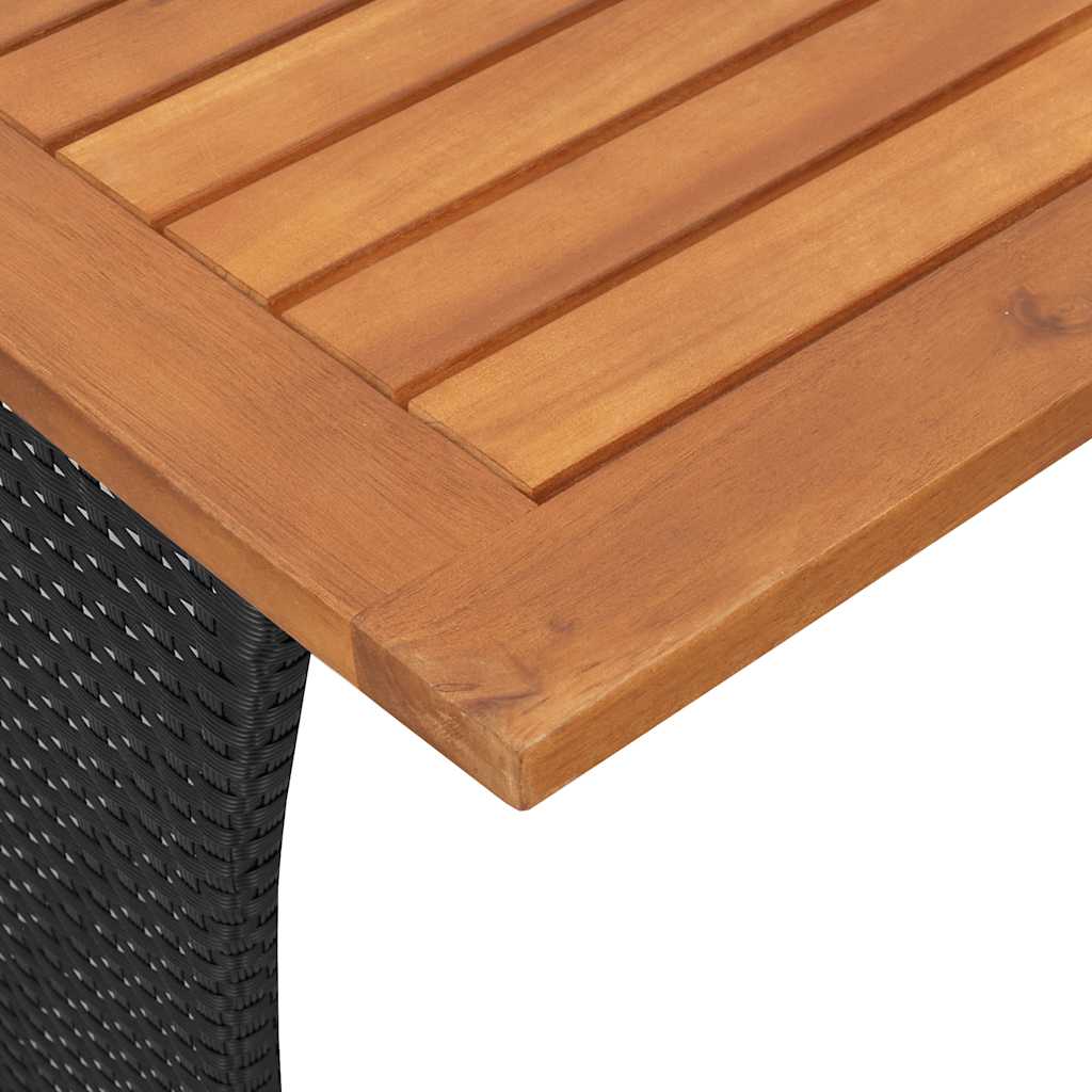 Tuintafel met acaciahouten blad 105x75x72 cm poly rattan zwart is nu te koop bij PeponiXL, paradijselijk wonen!