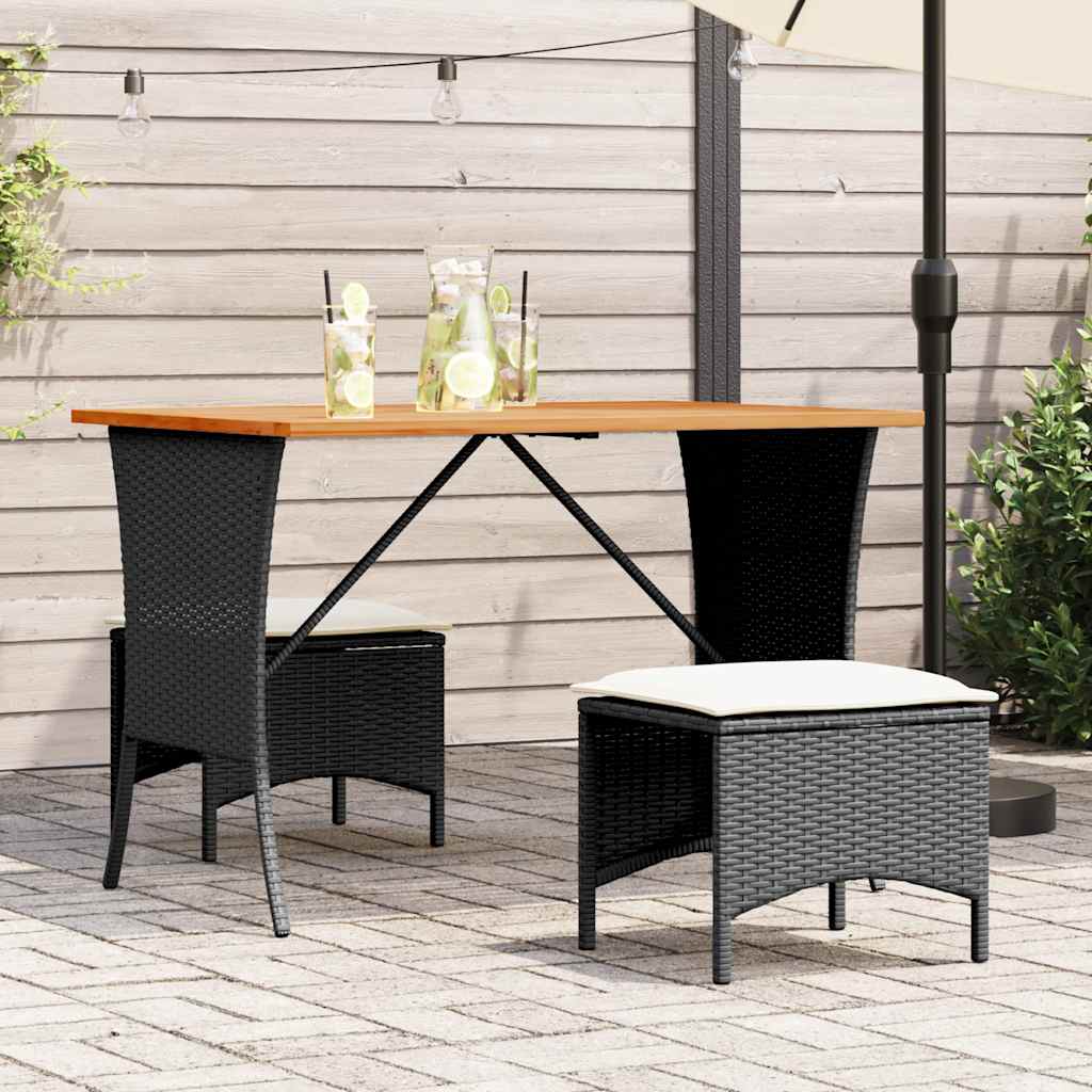 Tuintafel met acaciahouten blad 105x75x72 cm poly rattan zwart is nu te koop bij PeponiXL, paradijselijk wonen!