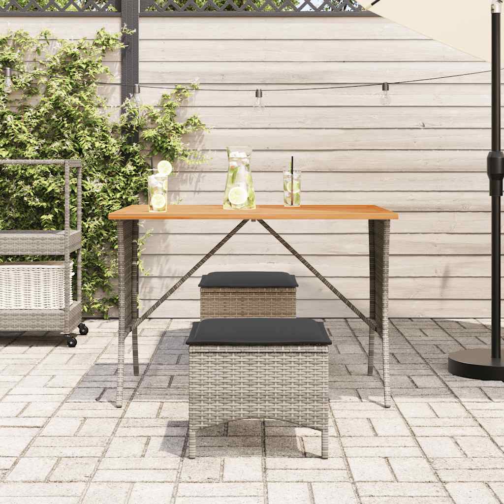Tuintafel met acaciahouten blad 105x75x72 cm poly rattan grijs is nu te koop bij PeponiXL, paradijselijk wonen!