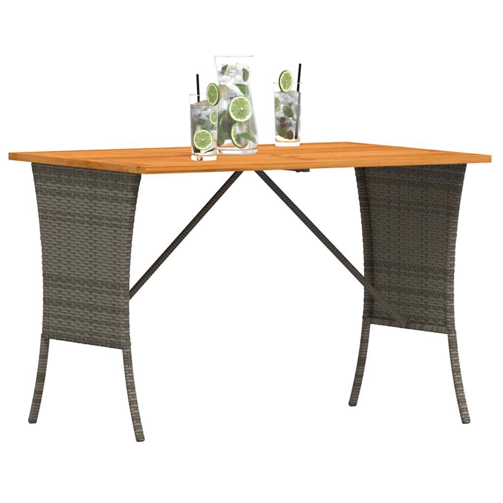 Tuintafel met acaciahouten blad 105x75x72 cm poly rattan grijs is nu te koop bij PeponiXL, paradijselijk wonen!