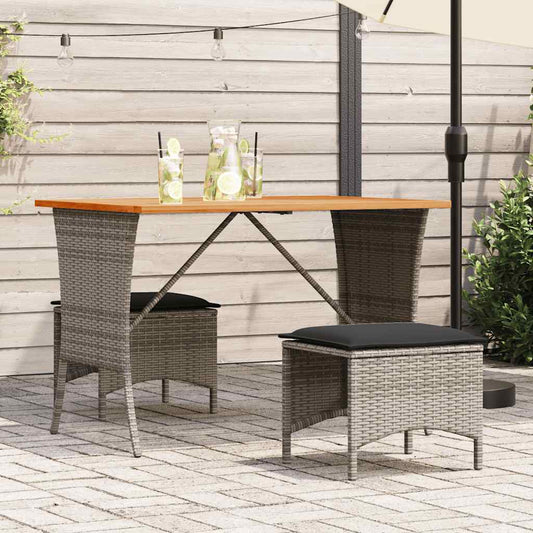 Tuintafel met acaciahouten blad 105x75x72 cm poly rattan grijs is nu te koop bij PeponiXL, paradijselijk wonen!