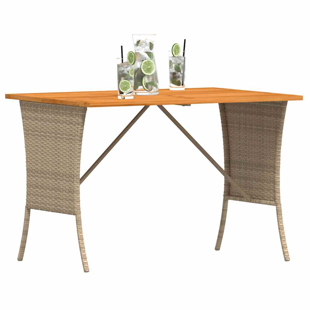 Tuintafel met acaciahouten blad 105x75x72 cm poly rattan beige is nu te koop bij PeponiXL, paradijselijk wonen!