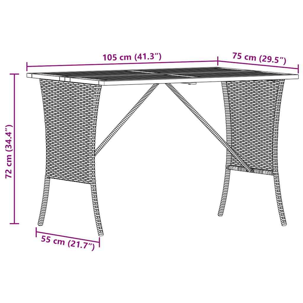 Tuintafel met acaciahouten blad 105x75x72 cm poly rattan beige is nu te koop bij PeponiXL, paradijselijk wonen!