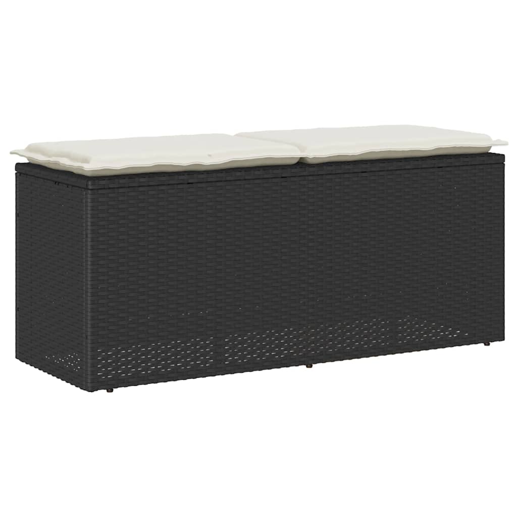 Tuinbank met kussen 110x40x44 cm poly rattan zwart is nu te koop bij PeponiXL, paradijselijk wonen!